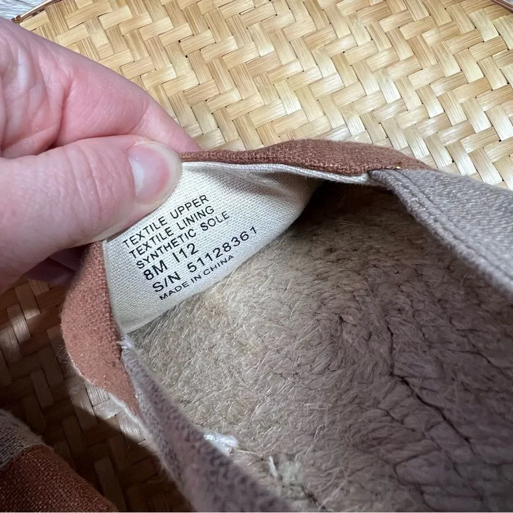 Tory burch beige/brown canvas espadrille flats women’s size 8‎